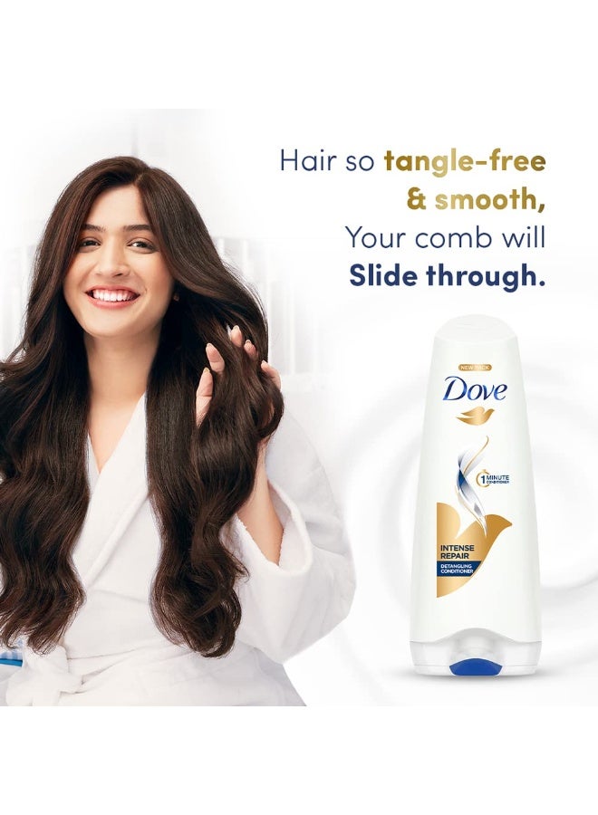Dove Intense Repair Shampoo 1 Litre + Conditioner 175ml, Combo | For Dry and Damaged Hair | Enriched with Fibre Actives | Strengthens Smooth & Strong Hair - Image 4